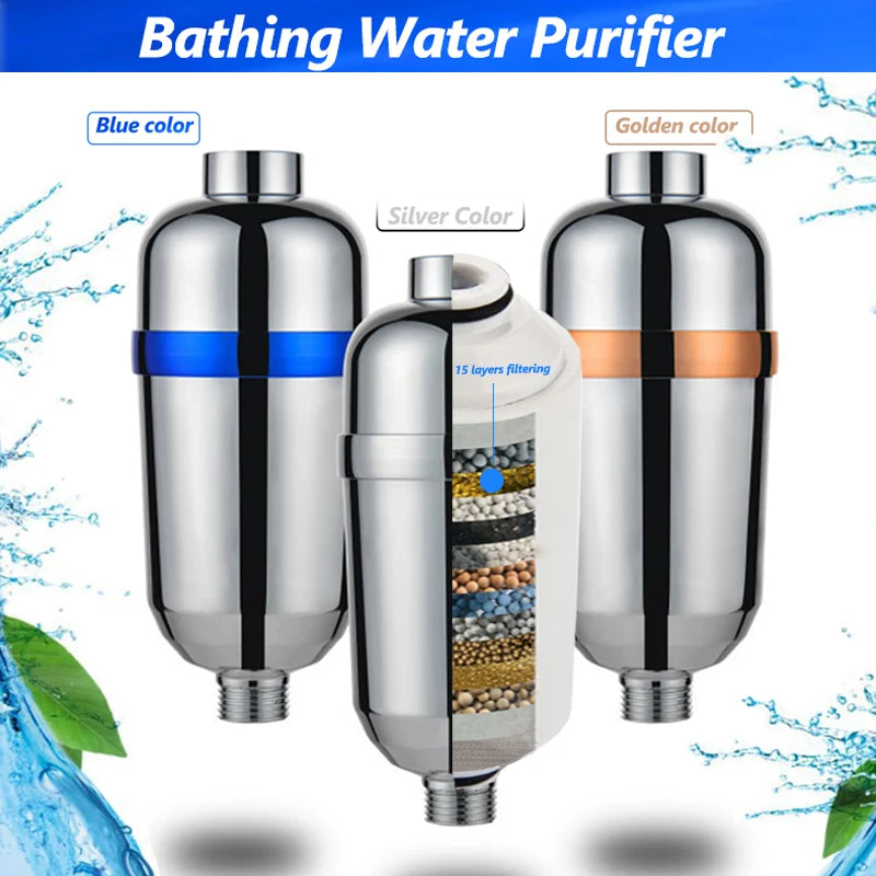 Bathroom Shower Head Filter Bathing Water Purifier Water Treatment Filtering Device Softener Impurities Removal for Home Hotel