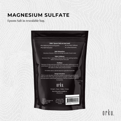 1Kg Orku Epsom Salt - Magnesium Sulphate Bath Salts Skin Body